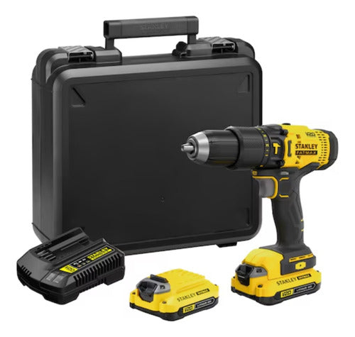 Kit Parafusadeira Furadeira Fatmax Impacto com 2 Baterias 2Ah Amarelo Stanley