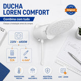 Chuveiro Lorenzetti Loren Comfort Eletrônico 220V 6800W Branco