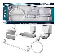 Kit Acessórios Banheiro Lorenzetti Attic Quadra 5 Peças Branco 2000 F24 Fixação Parede