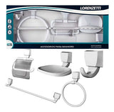 Kit Acessórios Banheiro Lorenzetti Attic Quadra 5 Peças Branco 2000 F24 Fixação Parede