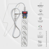 Filtro de Linha 5 Tomadas Proteção DPS Transparente 127/220V Clamper