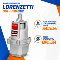 Bomba Submersa Lorenzetti BSL-900 254V 430W 2300 L/h Cinza