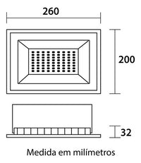 Refletor Led Slim 150w Branco Frio Ip65 Blumenau Preto 127/220v Preto Branco-frio