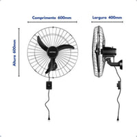 Ventilador de Parede Ventisol 60cm New Black Turbo Oscilante – 220V – Grade Plástica – Preto