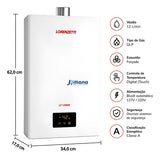 Aquecedor a Gás Lorenzetti LZ-1200DE GLP 12L/min Digital Exaustão Forçada Bivolt 127/220V Branco