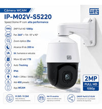 Câmera Speed Dome WEG WCAM IP-M02V-S5220 2MP Full HD, Zoom Óptico 25x, PoE+, IP66 — Branca