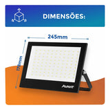 Refletor LED Avant Slim 150W 6500K Bivolt IP66 Preto 11.250lm Branco Frio