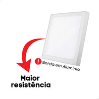Kit 10 Plafon LED 24W 30x30 6500K Bivolt Branco Frio Avant