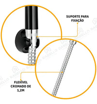 Ducha Higiênica Lorenzetti Bric 1984 F31 Preto com Cromado Brilhante Flexível 1,20 m – Registro 1/4 de Volta