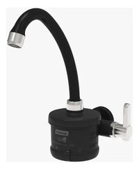 Torneira Elétrica Enerbras Luna Parede Preta Cromada 5500W 220V Bica Móvel