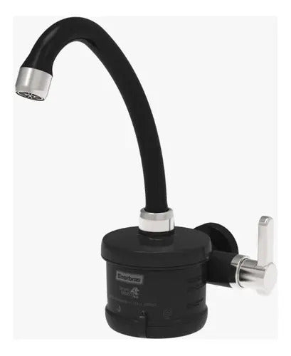 Torneira Elétrica Enerbras Luna Parede Preta Cromada 5500W 220V Bica Móvel