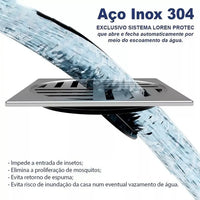 Grelha Inox para Ralo Lorenzetti LorenProtect Redonda 150 mm (15 cm) com Fechamento Automático Anti-Inseto