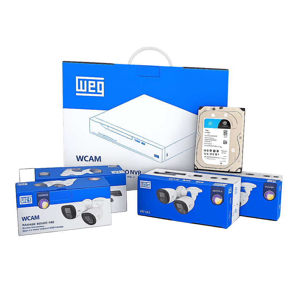 Kit Completo CFTV IP WEG com NVR + 4 Câmeras IP + HD Seagate SkyHawk 1TB Branco