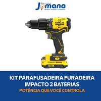 Kit Parafusadeira Furadeira Fatmax Impacto com 2 Baterias 2Ah Amarelo Stanley