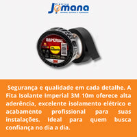 Fita Isolante Imperial 3m 18mm X 10 Metros- Kit com 10 Unidades