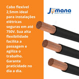 Cabo Flexível 2,5mm² Preto 750V Rolo 100 Metros Antichama SIL