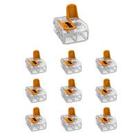 Conector Emenda 2 Vias 4mm Kit 10 unid Laranja-claro Wago