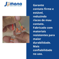 Conector Emenda 2 Vias 4mm Kit 10 unid Laranja-claro Wago