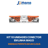 Kit com 10 Conectores Em Linha 221-2411 Laranja 4mm² Wago