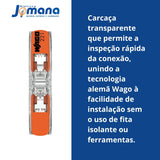 Kit com 10 Conectores Em Linha 221-2411 Laranja 4mm² Wago