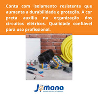 Cabo Flexível 2,5mm² Preto 750V Rolo 100 Metros Antichama SIL
