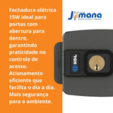 Fechadura Elétrica HDL C-90 Cinza 15W Para Abertura Interna