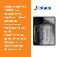 Chuveiro Acqua Century Preto 7500W 220V Eletrônico 7.5 KW Lorenzetti