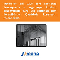 Chuveiro Acqua Century Preto 7500W 220V Eletrônico 7.5 KW Lorenzetti