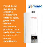 Aquecedor De Água LZ 2500DE GLP Digital Branco Bivolt Lorenzetti