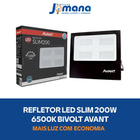 Refletor LED Avant Slim 200W Branco Frio 6500K Bivolt 127/220V IP65 Preto