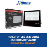 Refletor LED Avant Slim 200W Branco Frio 6500K Bivolt 127/220V IP65 Preto