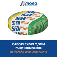 Cabo Flexível 2,5mm2 Flexsil 100M 750V Antichama Verde SIL