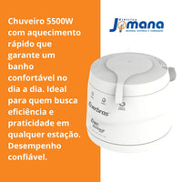 Chuveiro Enerducha Up Branco 3 Temperaturas Potência 5500 W 220V Enerbras