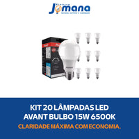 Kit 20 Lâmpadas 15W Bulbo Pera LED E27 6500K Luz Branco-frio Bivolt Avant