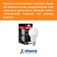 Kit 20 Lâmpadas 15W Bulbo Pera LED E27 6500K Luz Branco-frio Bivolt Avant