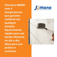 Ducha Chuveiro Enerbanho Preto 4 Temperaturas 6800W 220V Enerbras