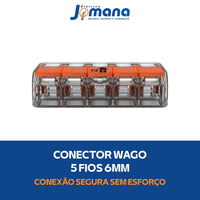 Conector Compacto Emenda 5 Fios Modelo 221-615 6mm Wago