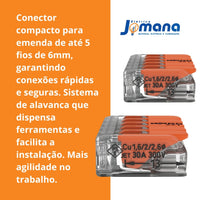 Conector Compacto Emenda 5 Fios Modelo 221-615 6mm Wago