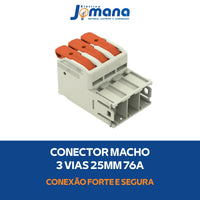 Conector MCS 25mm 76A 3 Vias Cinza Claro Industrial