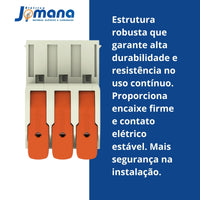 Conector MCS 25mm 76A 3 Vias Cinza Claro Industrial