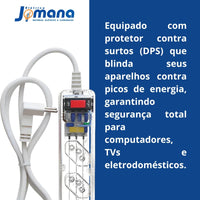 Filtro de Linha Clamper 6 Tomadas com DPS Bivolt Transparente