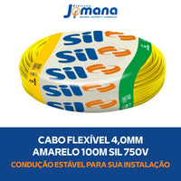 Cabo Flexível 4,0mm Amarelo 750V Antichama 100mts 70g Sil