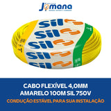 Cabo Flexível 4,0mm Amarelo 750V Antichama 100mts 70g Sil