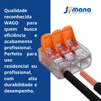 Conector de Emenda 221-613 3 Vias 6mm² Incolor Wago