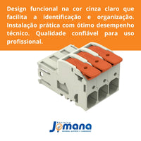 Conector MCS 25mm 76A 3 Vias Cinza Claro Industrial