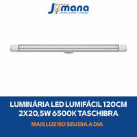 Luminária LED Taschibra Lumifácil 120cm 41W (2x20,5W) 6500K – Branco Frio – Autovolt