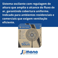Ventilador De Coluna Turbo 6 Pás 50cm Preto Ventisol 50 Cm 60 Hz Preto 220v Plástico 6