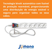 Filtro de Linha Clamper 6 Tomadas com DPS Bivolt Transparente
