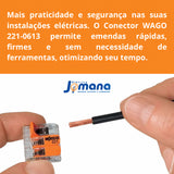 Conector de Emenda 221-613 3 Vias 6mm² Incolor Wago