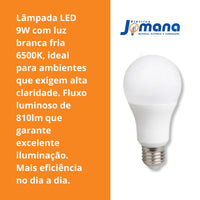 Lâmpada LED Bulbo 9W 6500K Bivolt 810lm Branco Frio Avant